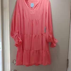 CeCe Coral Long Sleeve Dress